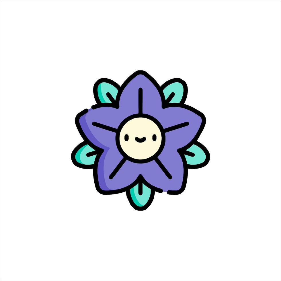 A purple flower with a smiley face on it vector