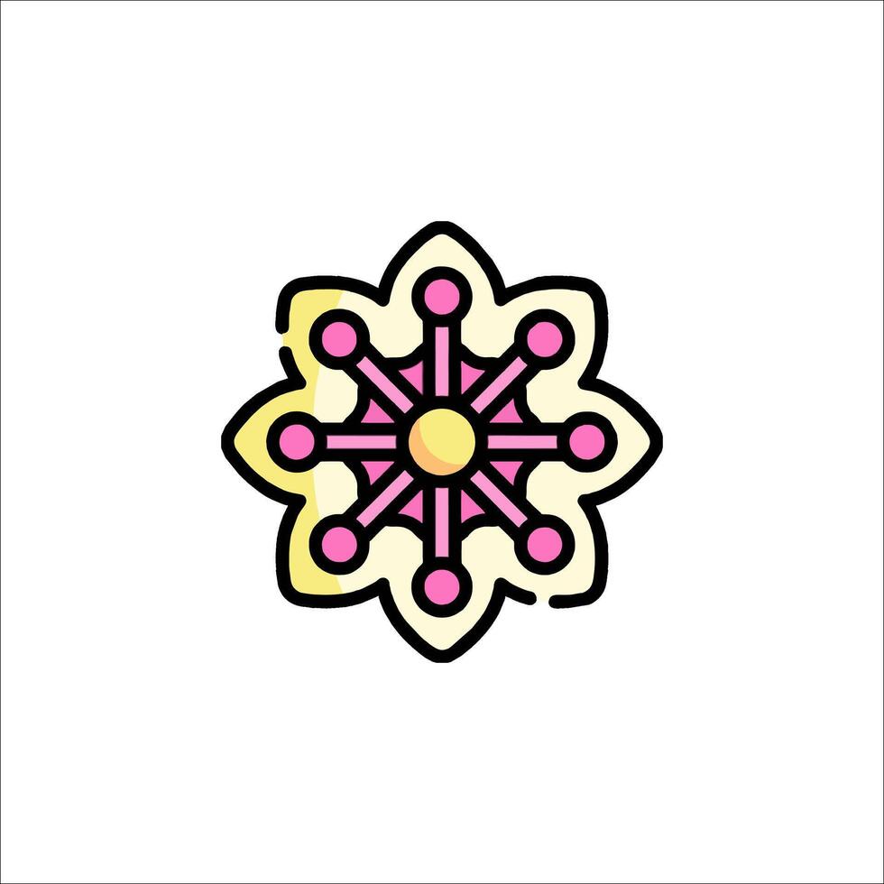 A flower icon with a pink and yellow design vector