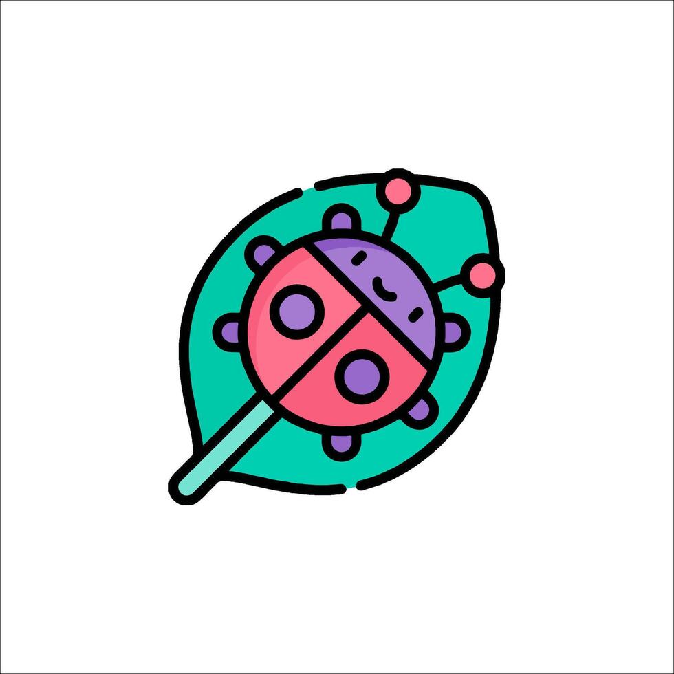 A ladybug on a leaf icon vector