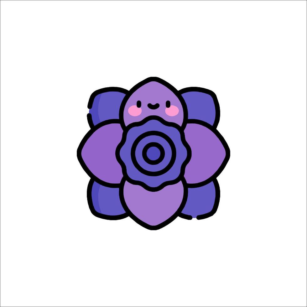 A purple flower with a smiley face on it vector