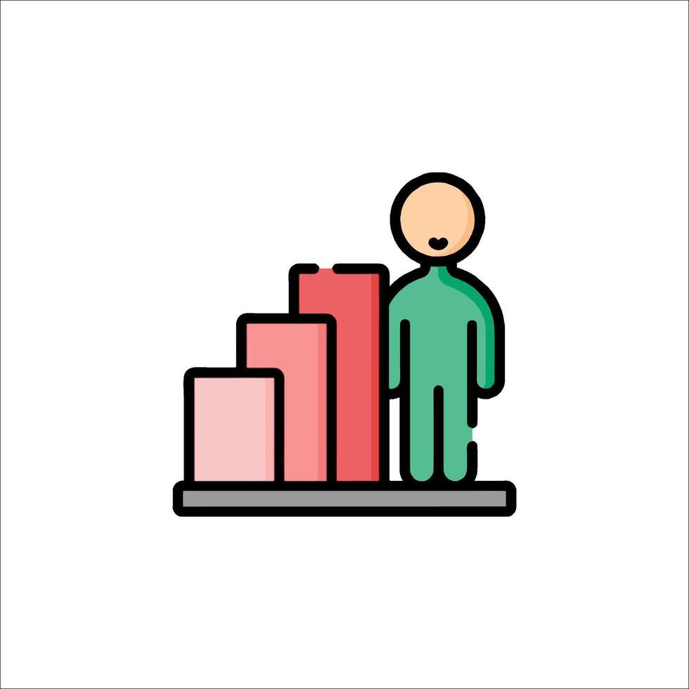 A man standing on a bar chart icon vector