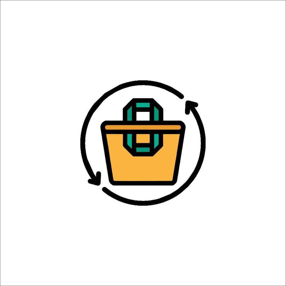 A basket with a green arrow on it vector