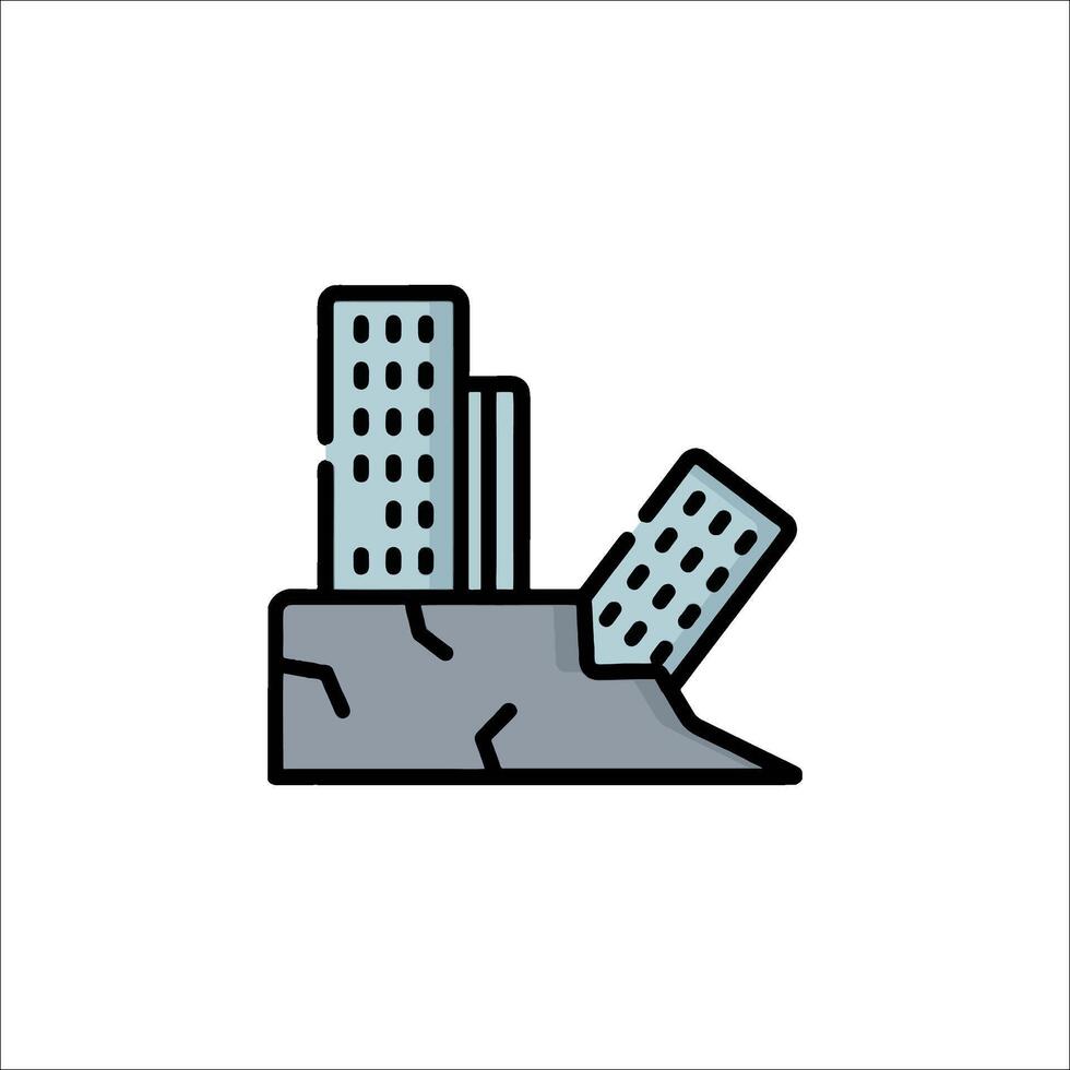 A building is falling down on a hill vector