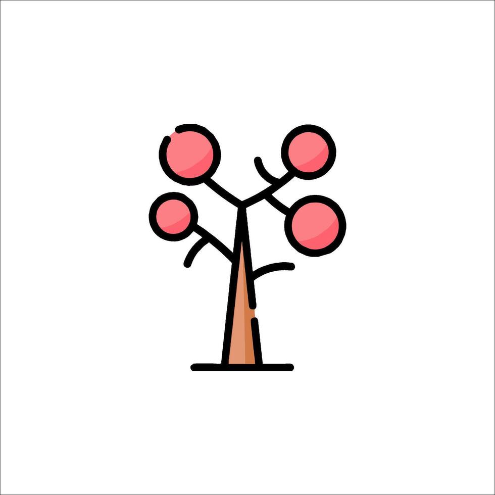 A tree with four red berries on it vector