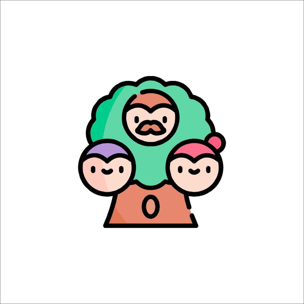 A cartoon family with a tree in the background vector