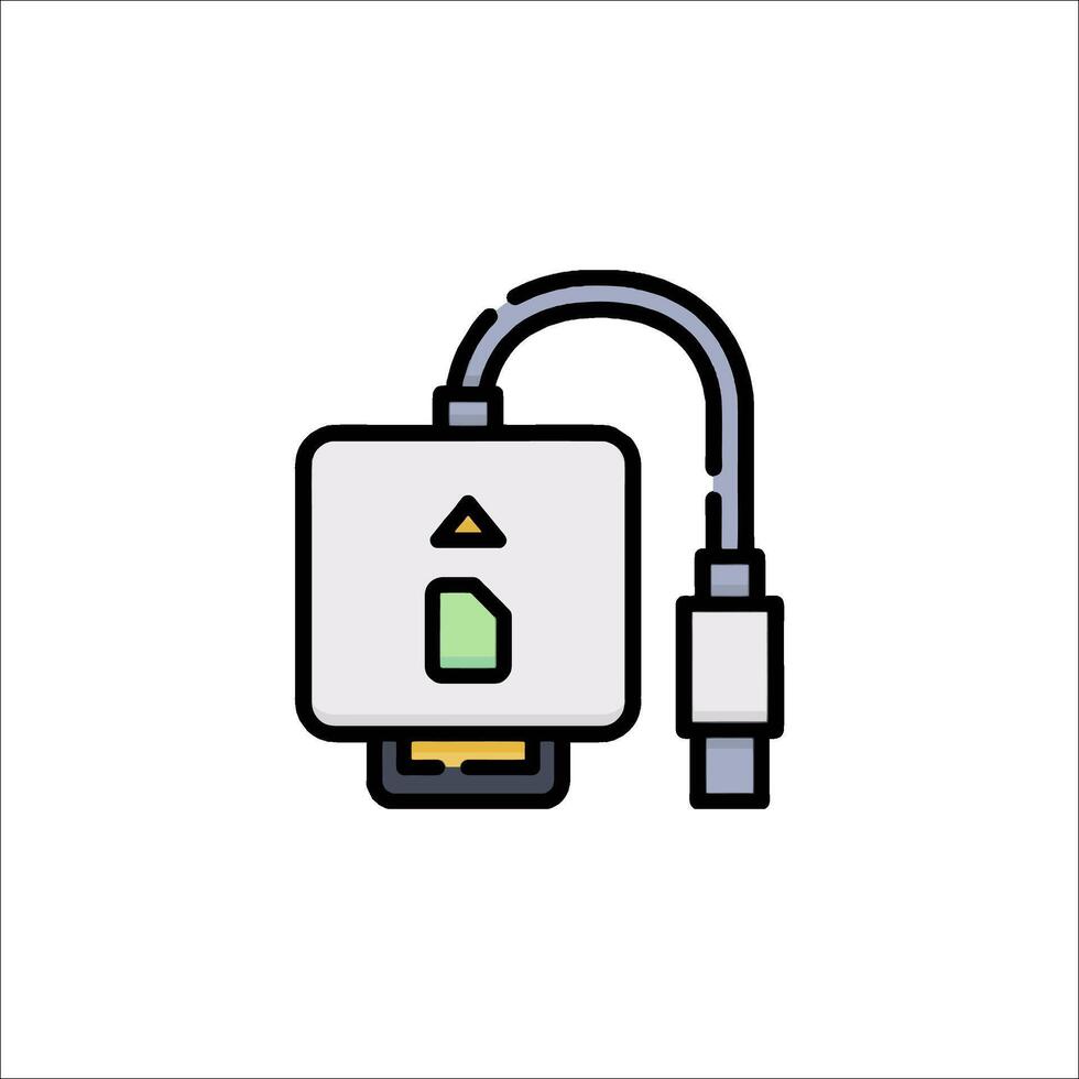 Usb cable connected to a device icon illustration vector
