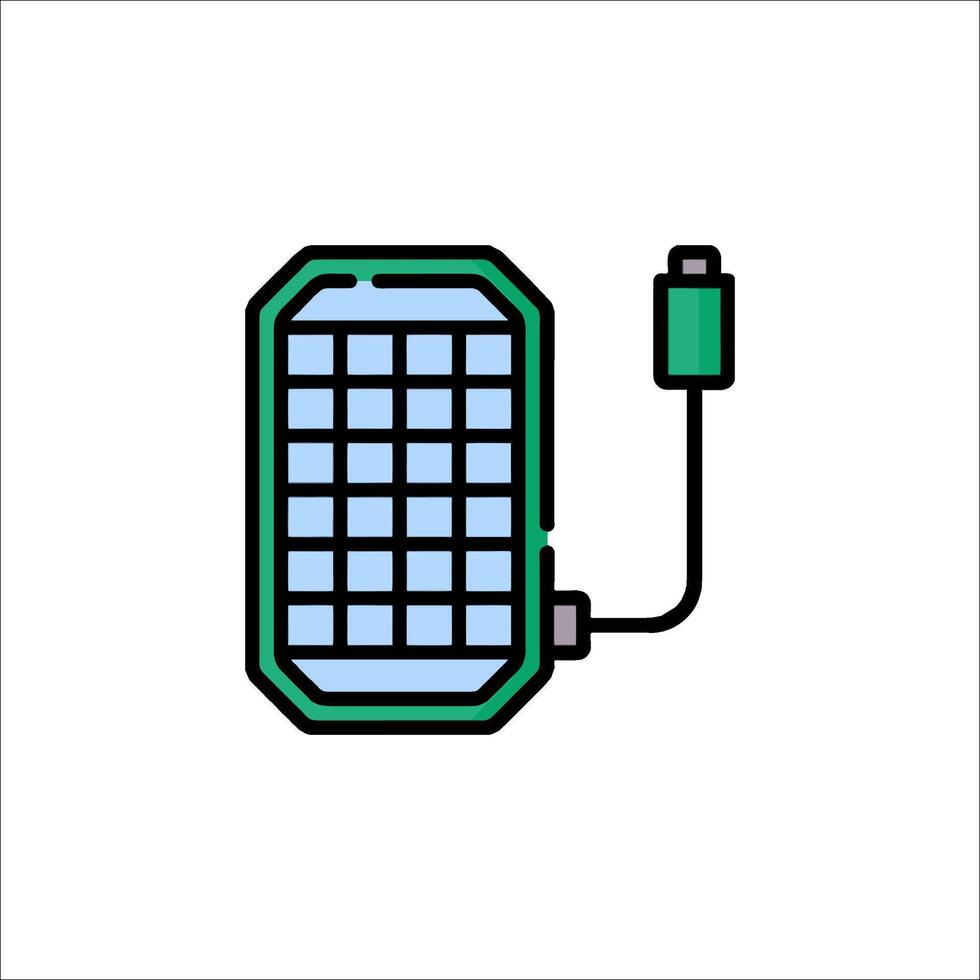 A solar panel with a cable connected to it vector