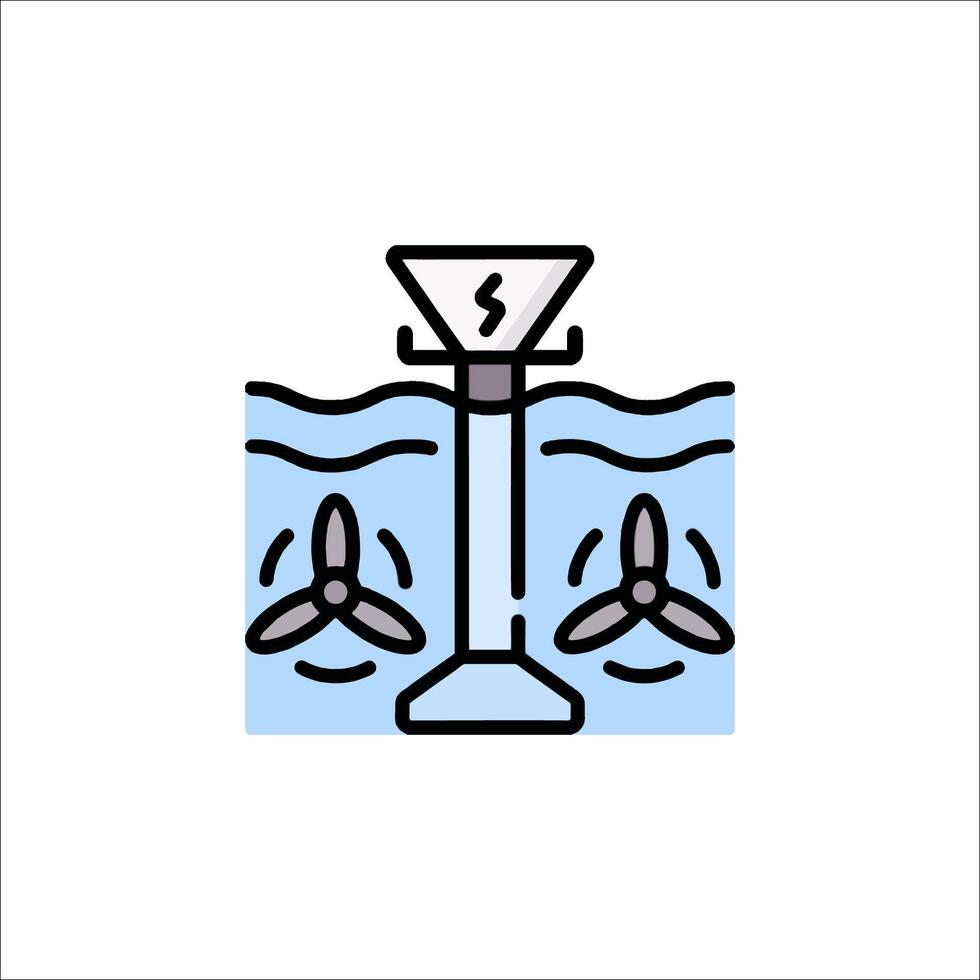 A line icon of a wind turbine in the water vector