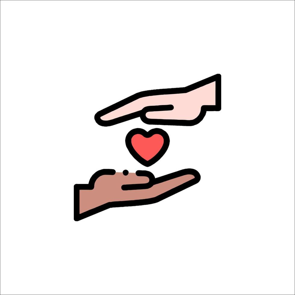 Two hands holding a heart icon vector