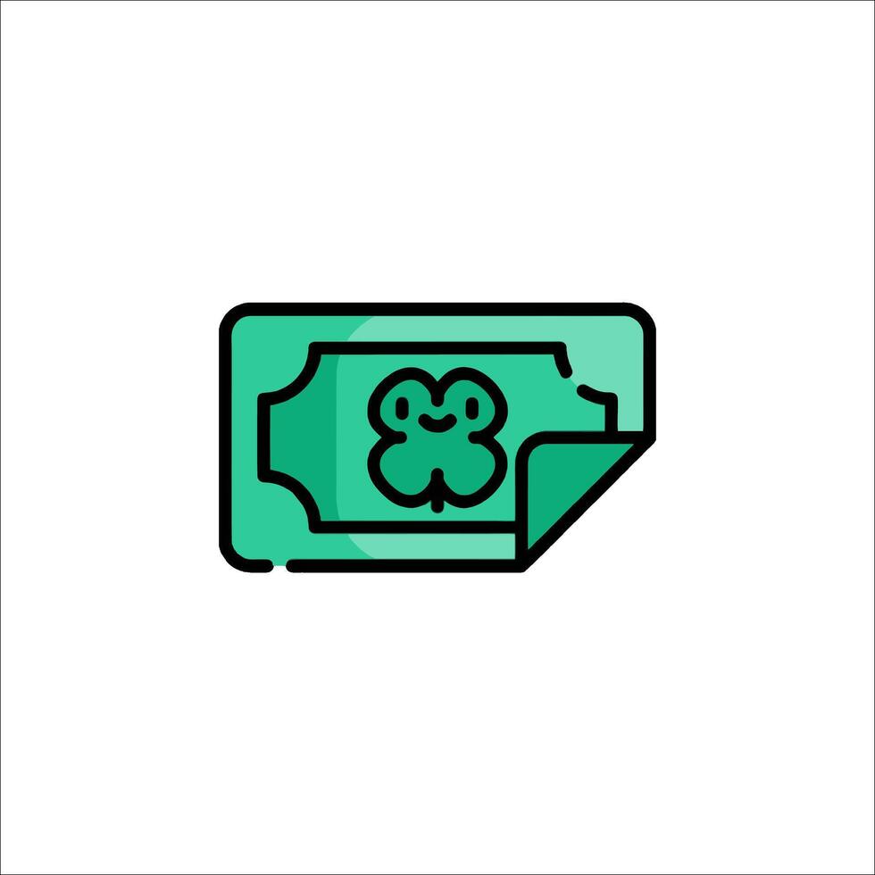 A green dollar bill with a clover on it vector