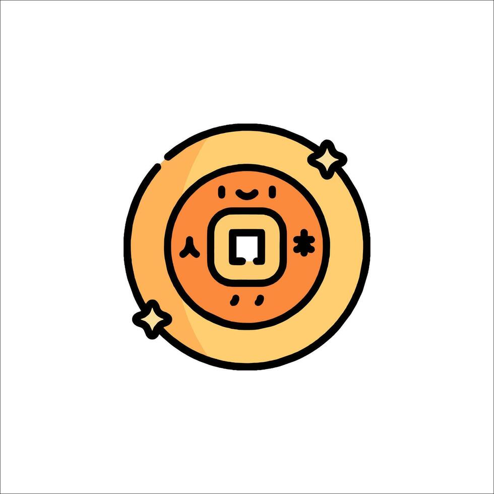 A circle with a square in the middle and a small button vector