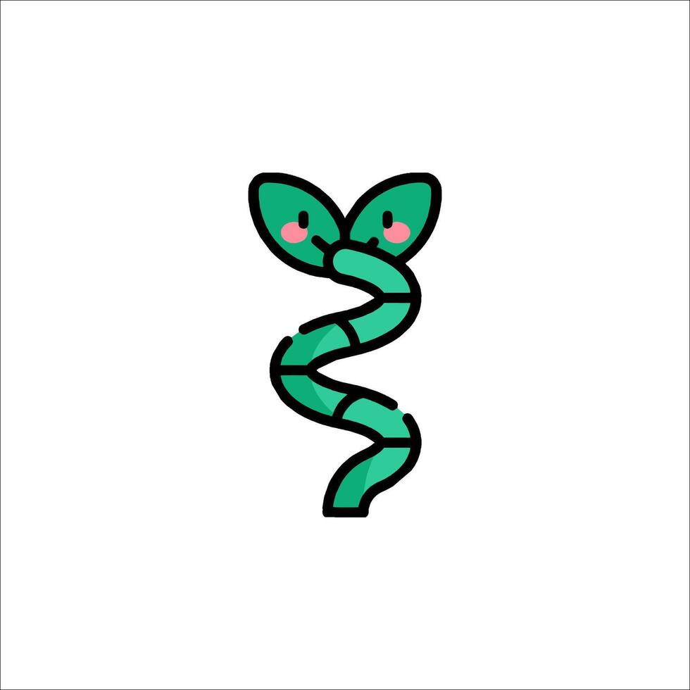 A snake with a green leaf on it vector