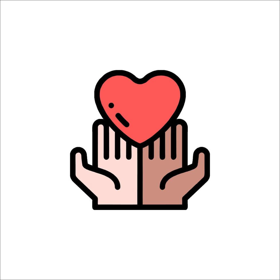 Hands holding a heart icon vector