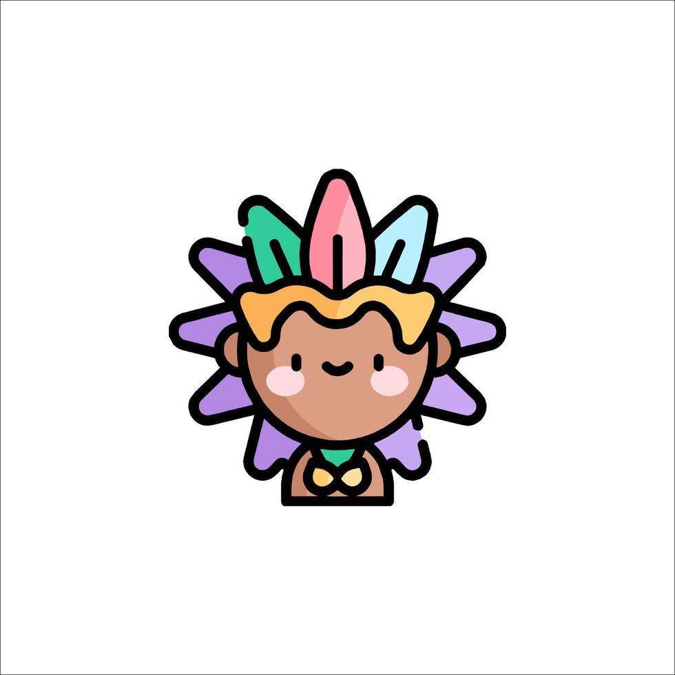 A cartoon character with a headdress on vector