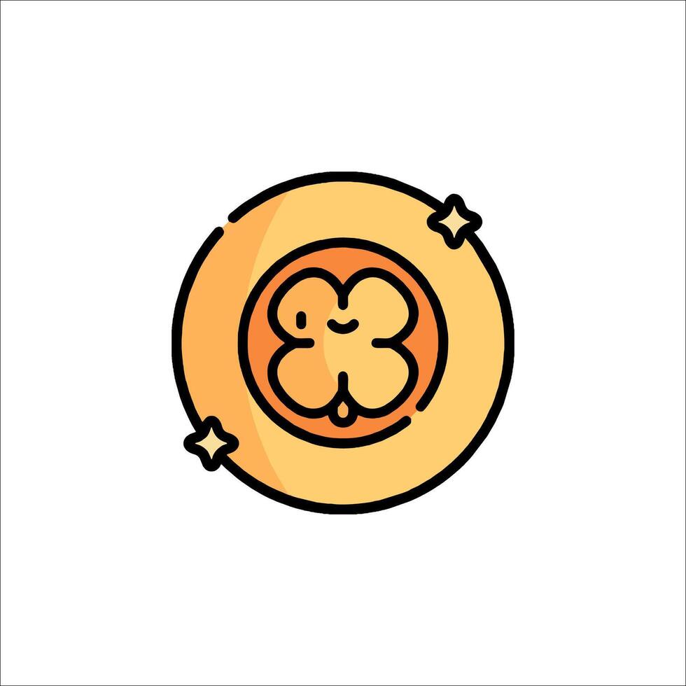 A cartoonish orange coin with a face on it vector