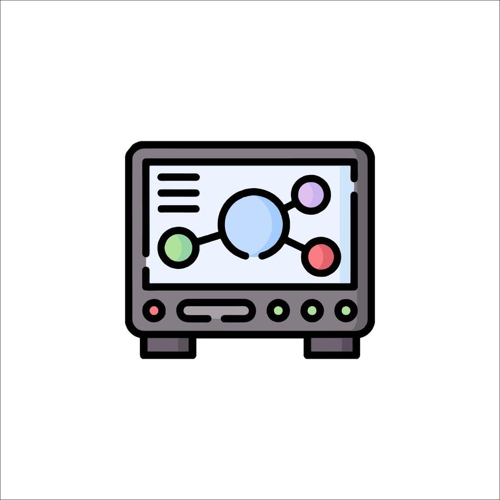 A computer monitor with a diagram on it vector
