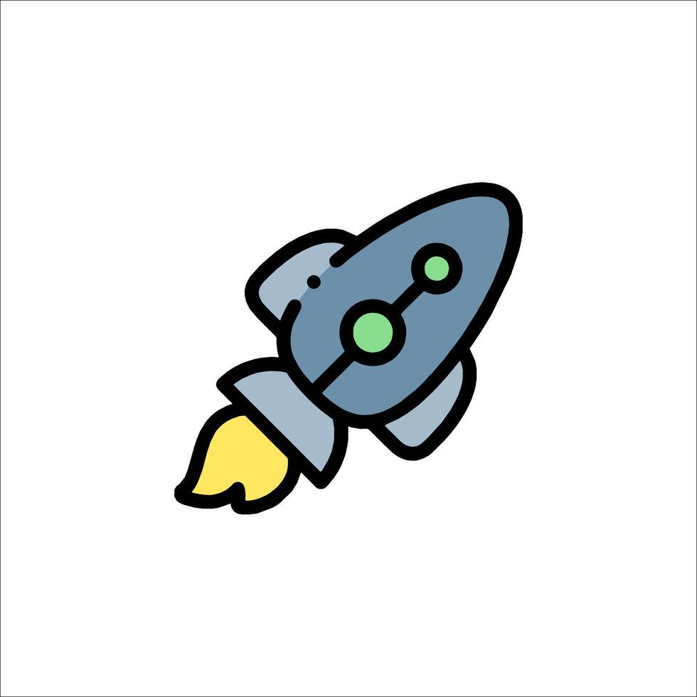 A cartoon rocket ship icon on a white background vector