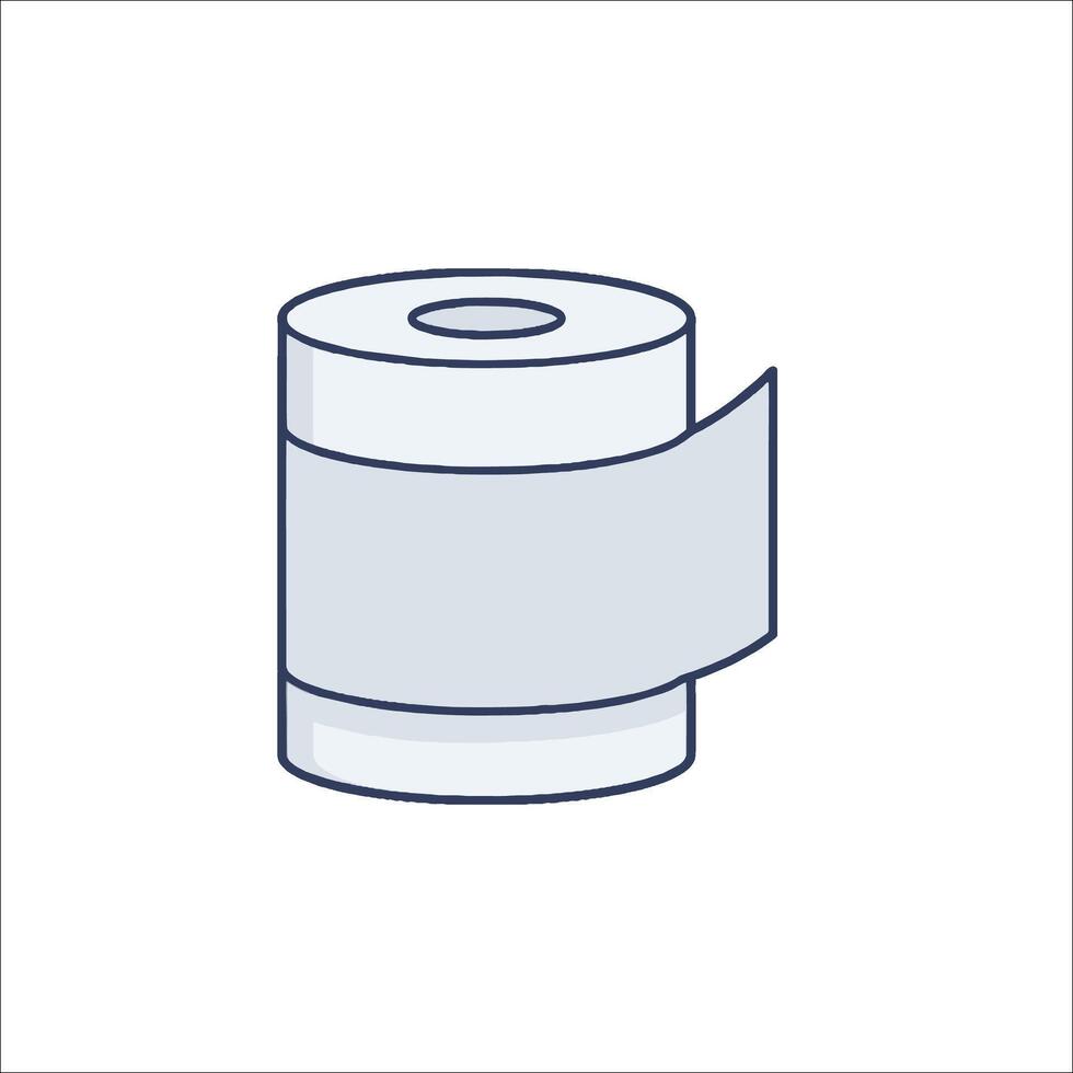 A roll of toilet paper is shown in a line drawing vector