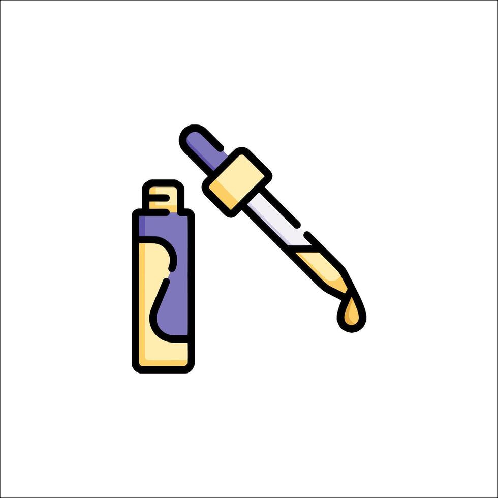 A bottle of liquid and a syringe icon vector