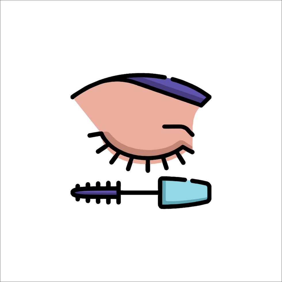 Eyelashes and mascara brush icon illustration vector