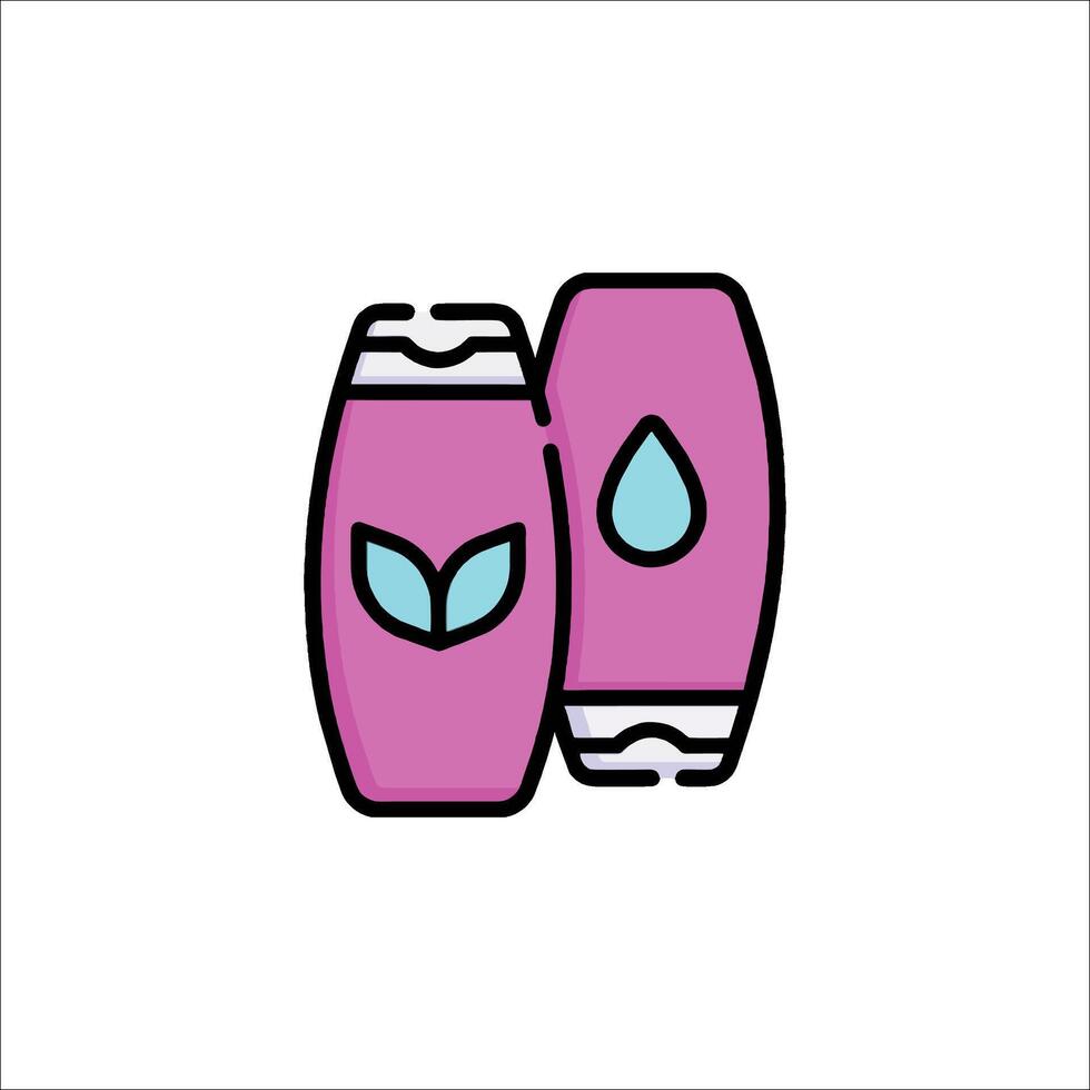 Two bottles of shampoo with leaves on them vector