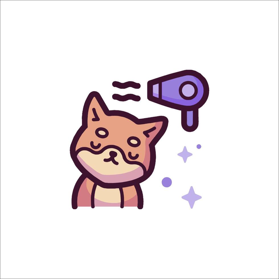 A cartoon cat with a hair dryer vector