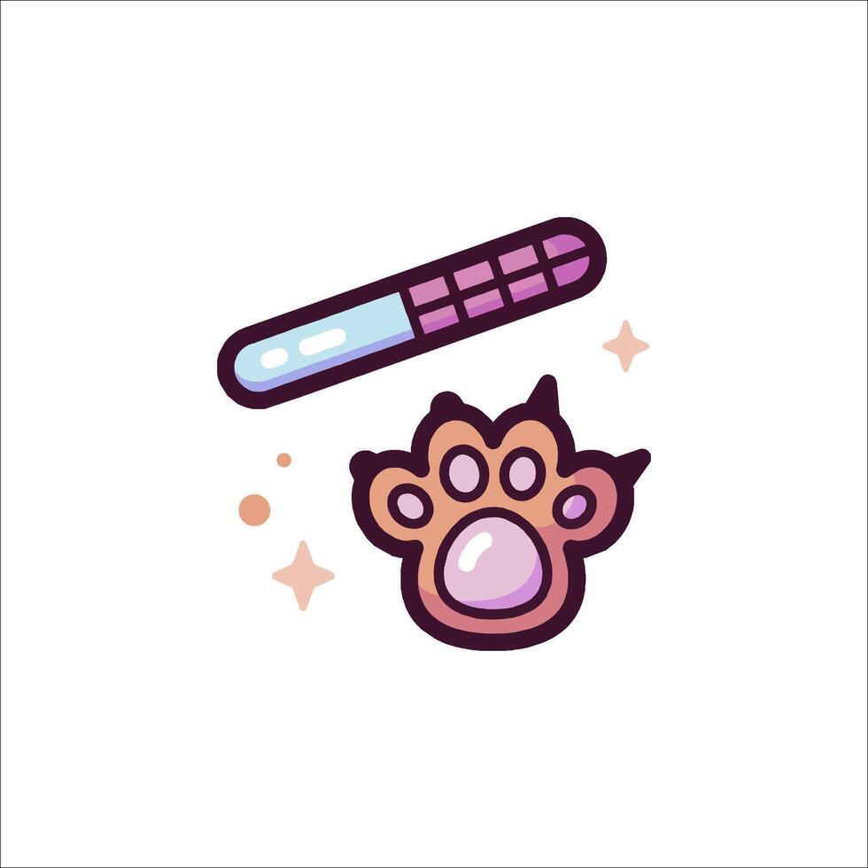 A cartoon paw with a thermometer and a stick vector