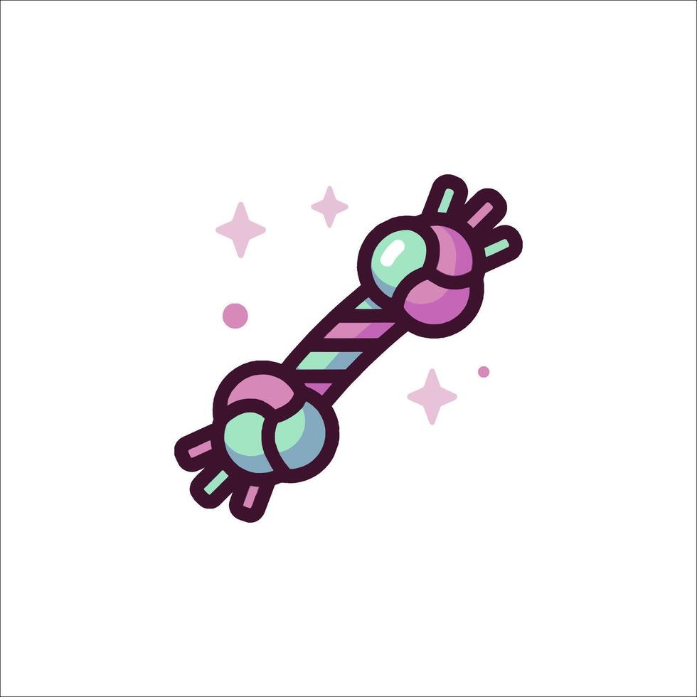 A cartoon dog with a long rope in its mouth vector
