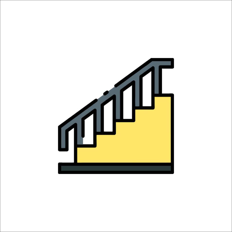 A yellow and black stairway icon vector