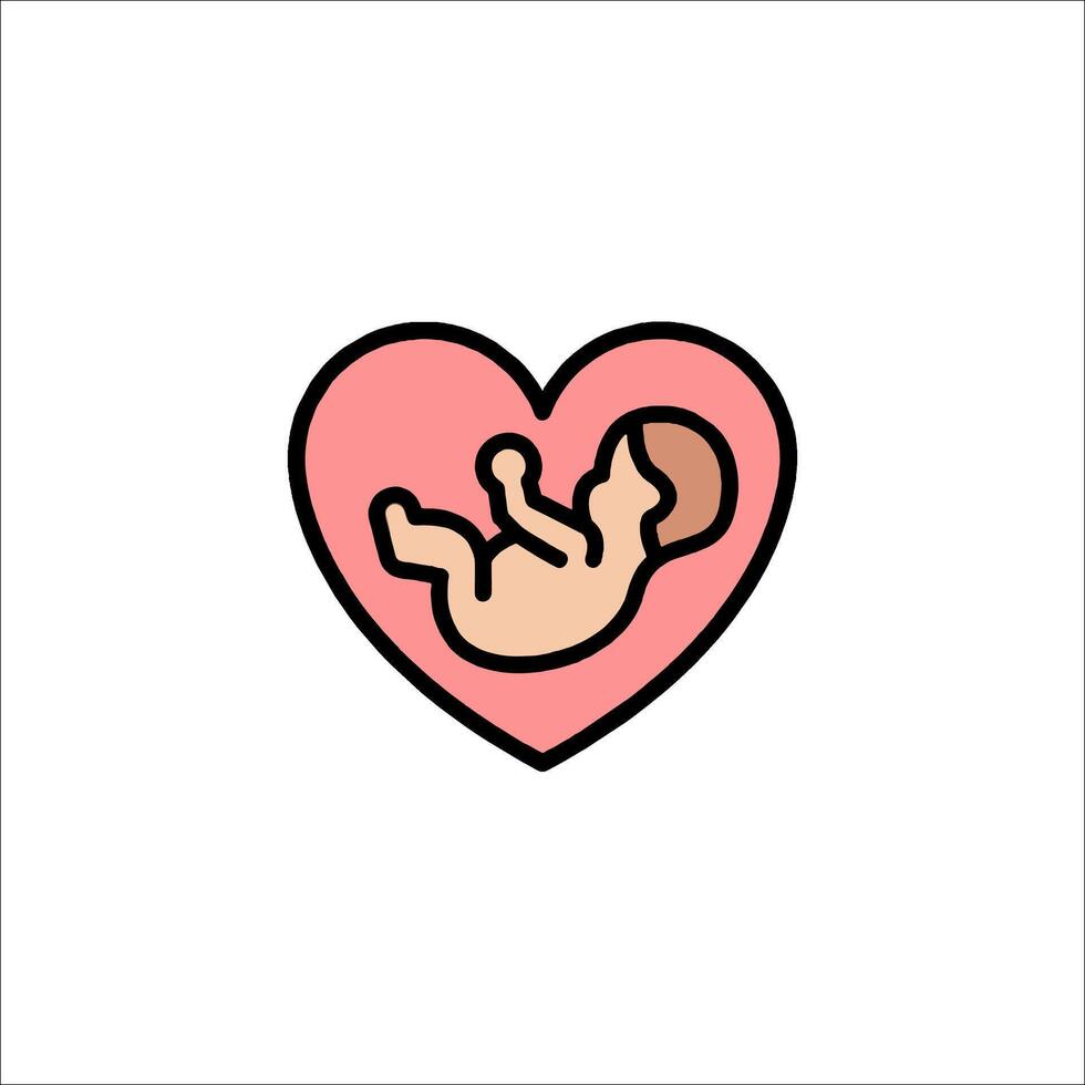 Baby in heart icon illustration vector