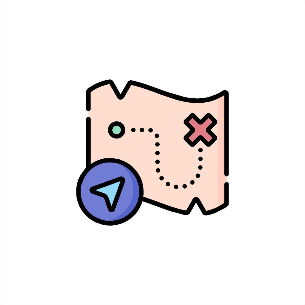 A map with a dot on it and a cross vector