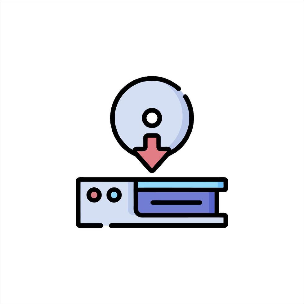 A computer with a disk icon on top vector