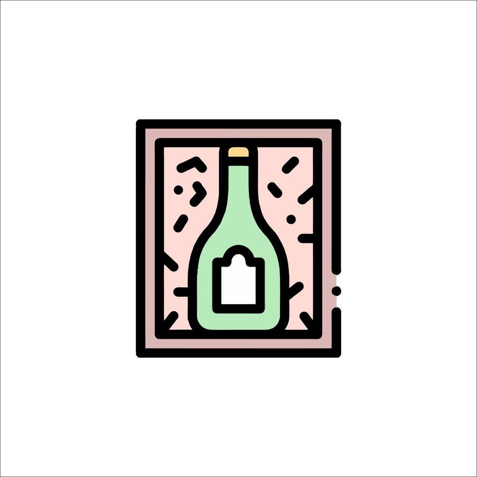 A bottle of wine in a box icon vector
