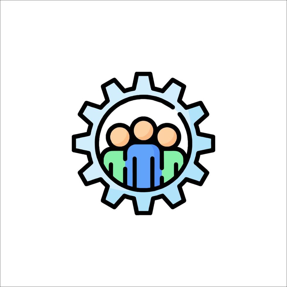 People in a gearwheel icon vector