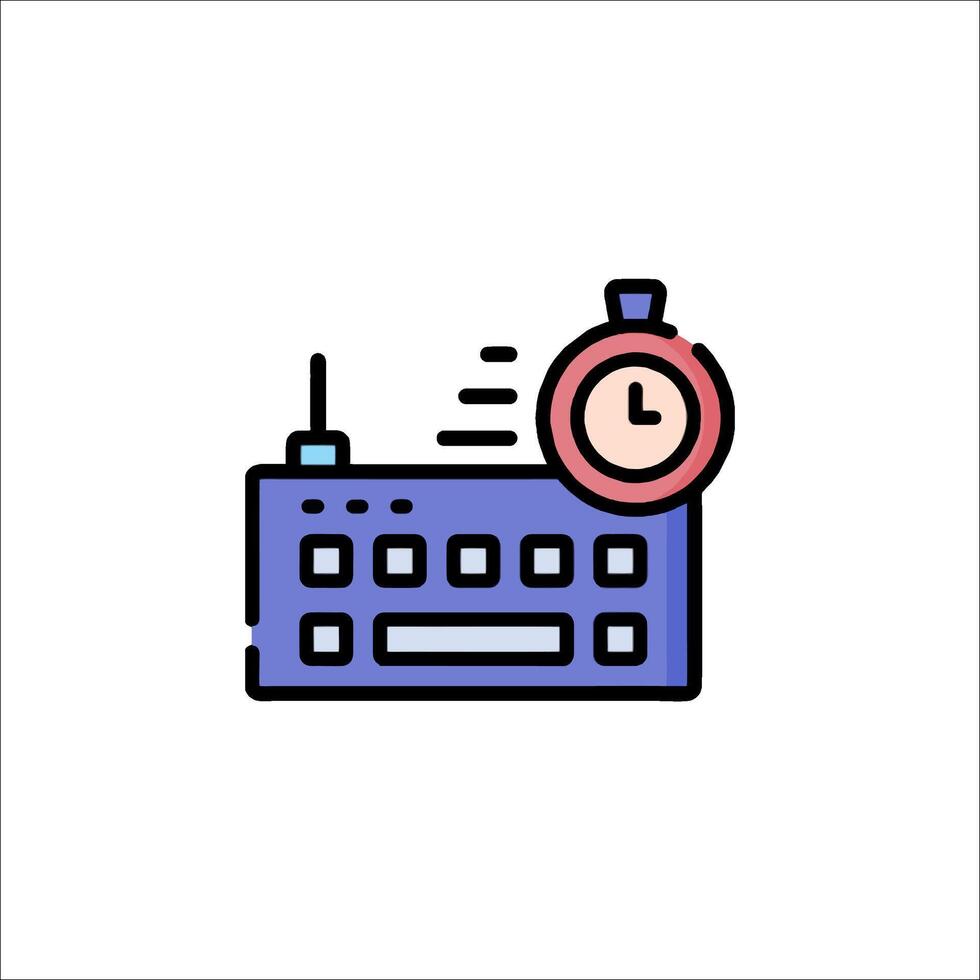 Radio icon with clock and radio on white background vector