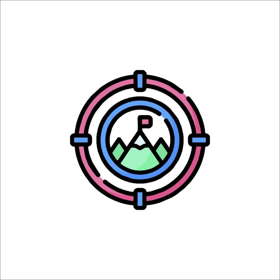 A logo for a mountain range with a compass in the middle vector