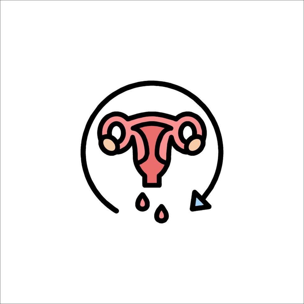 A woman's uterus in a circle with a drop of blood vector