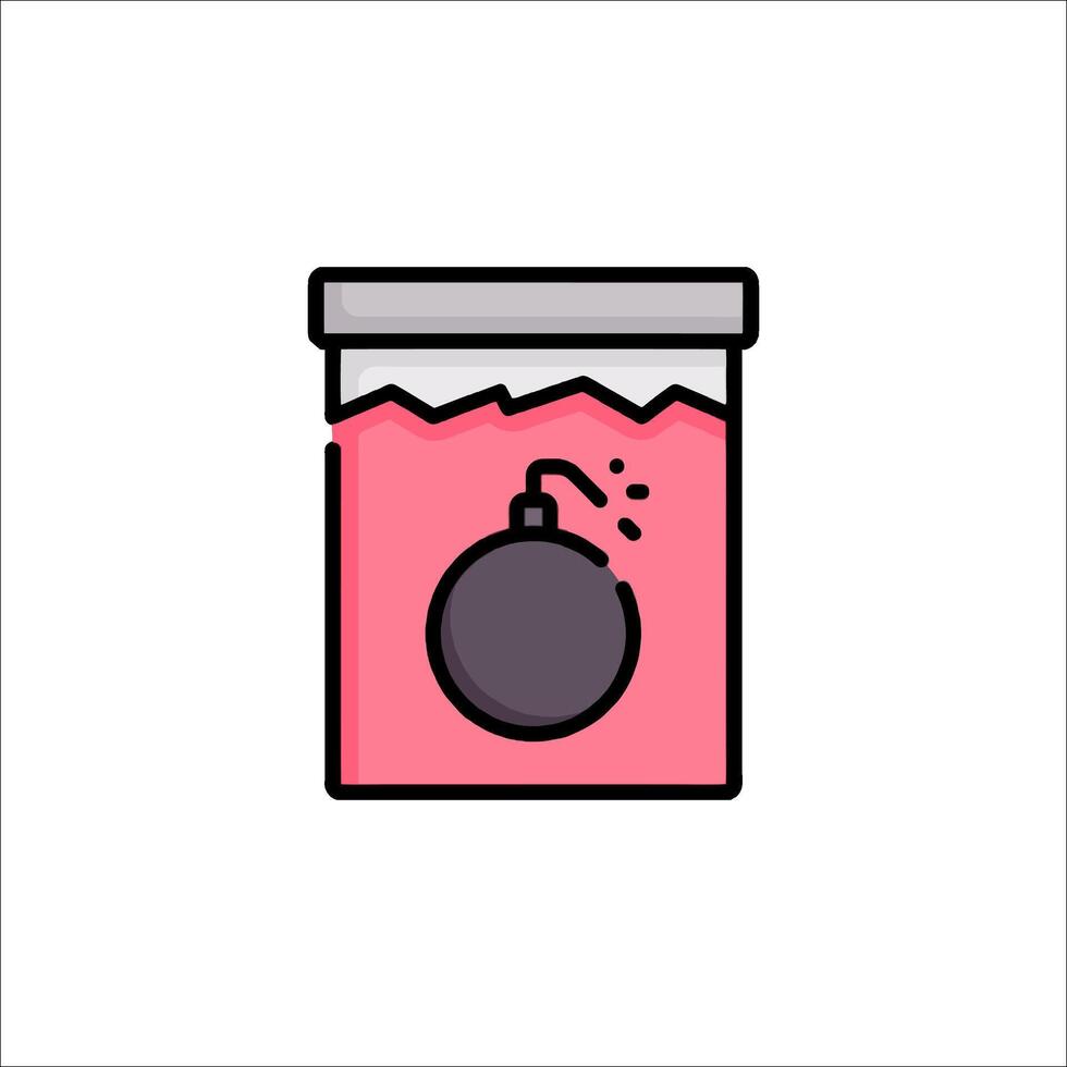 A pink container with a bomb icon vector
