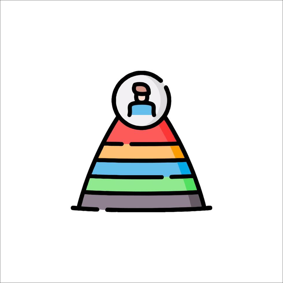 A man in a rainbow colored hat is standing on top of a rainbow colored pyramid vector