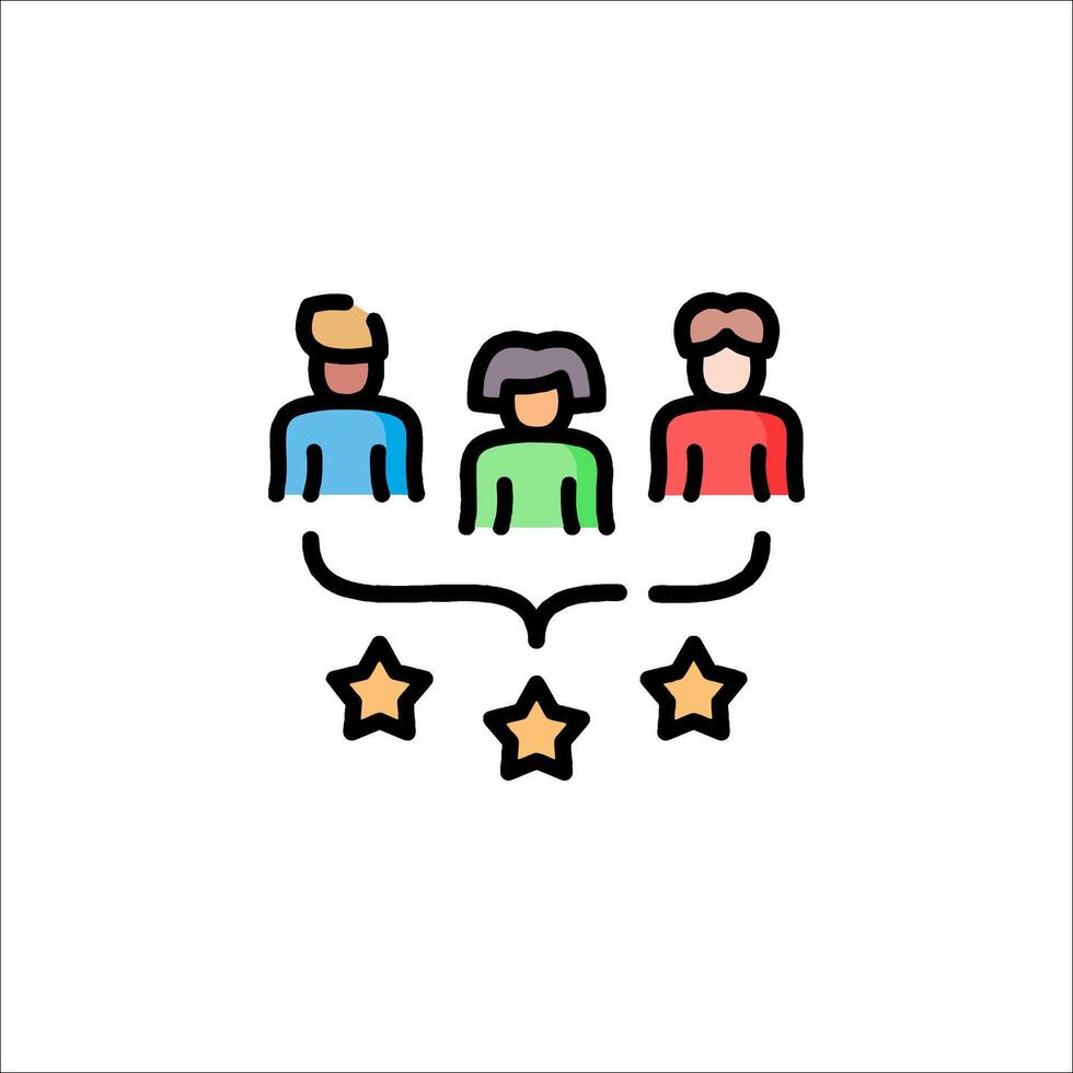 People in a line with stars on top of them vector