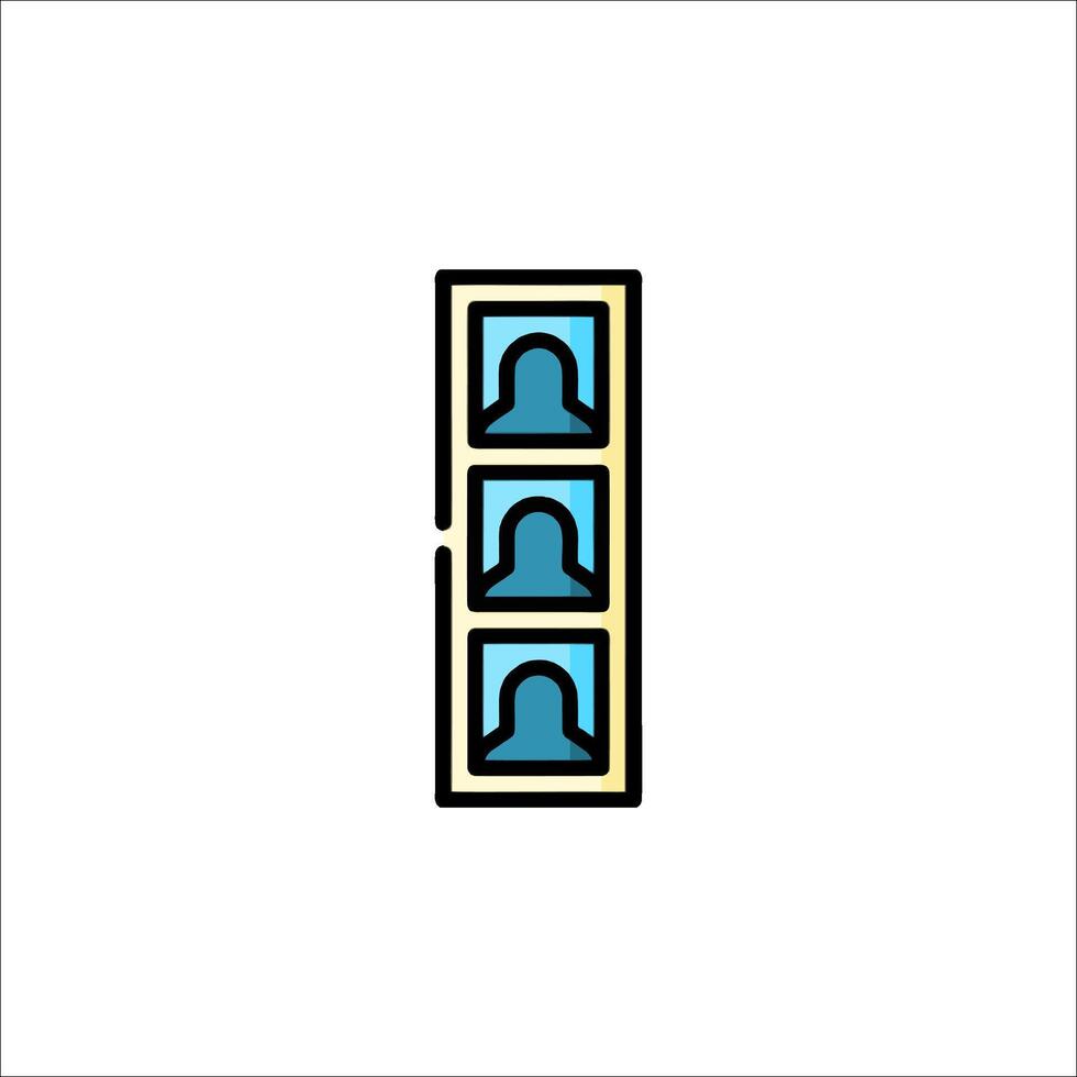 A blue and white icon of a person with a face vector