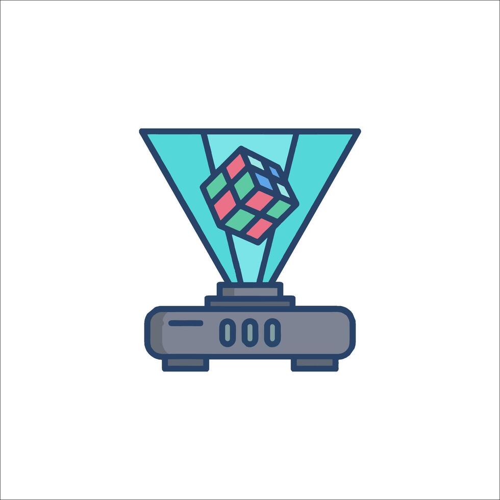 A cube on top of a machine with a rubik's cube inside vector
