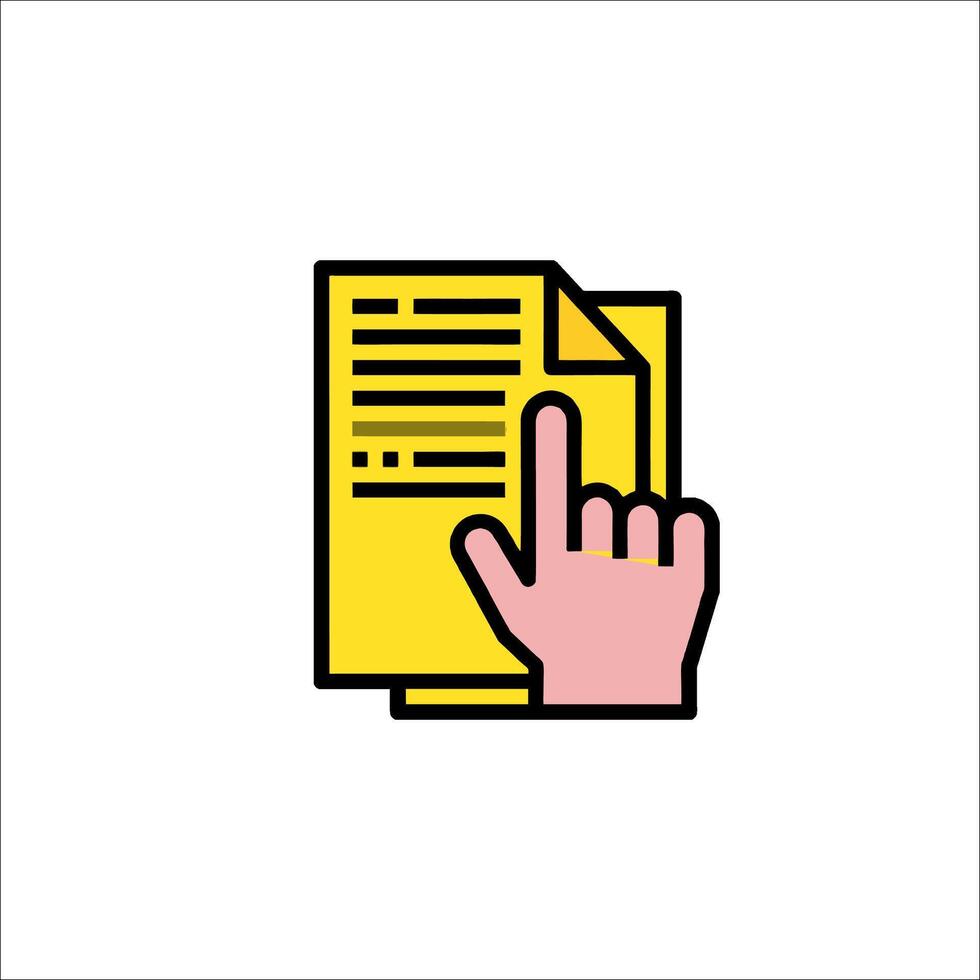 Hand pointing to a document icon illustration vector