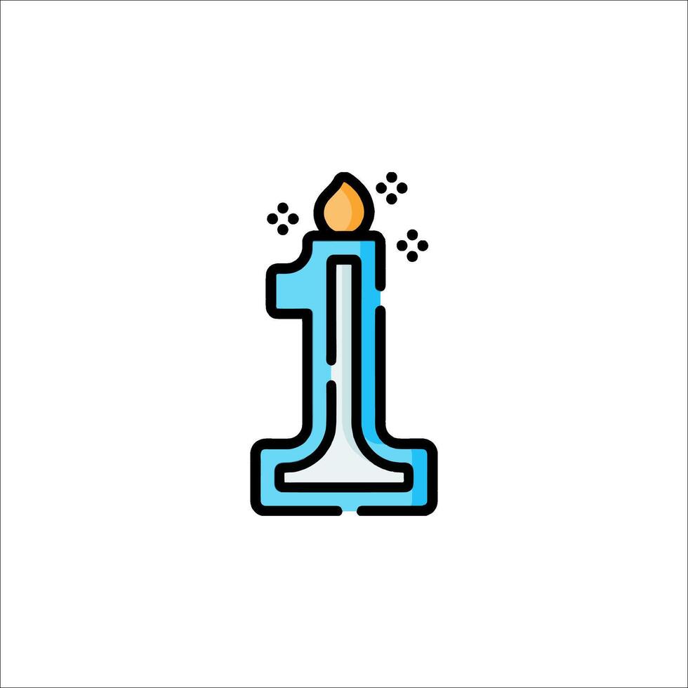 A birthday candle with a number one on it vector