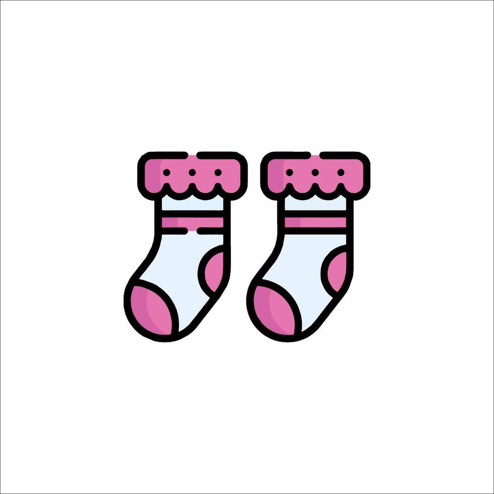 A pair of socks with pink and white trim vector