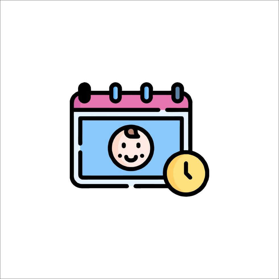 Calendar icon with baby and clock vector