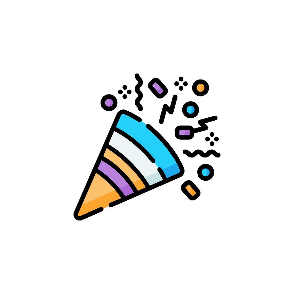 A colorful confetti cone icon on a white background vector
