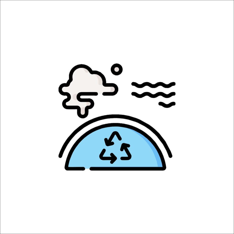 A line drawing of a recycling bin and a cloud vector