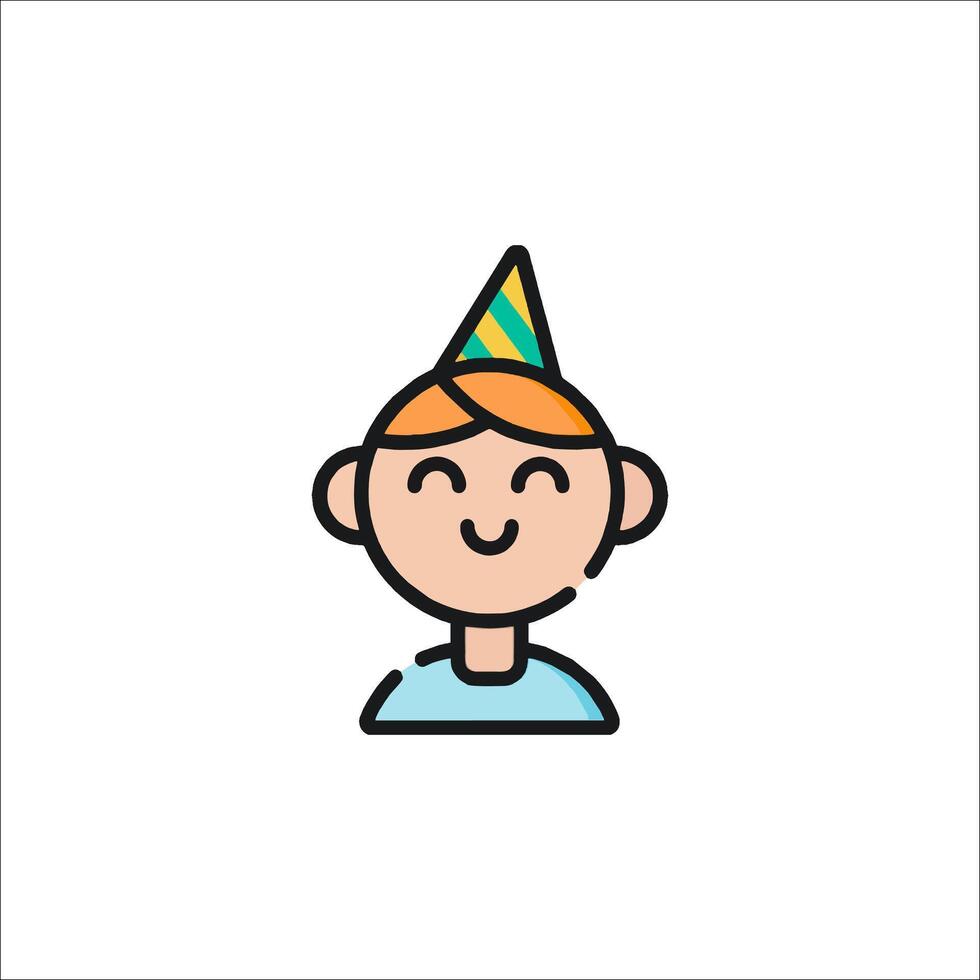A boy with a party hat on his head vector