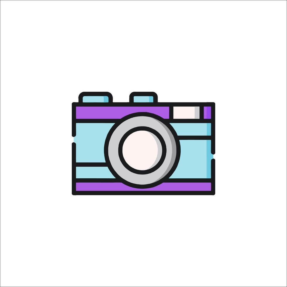 A camera icon in a flat style vector